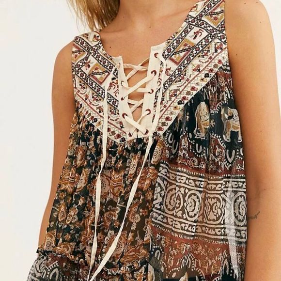 Free People Bohemian Elephant Print Tunic - Picture 4 of 8